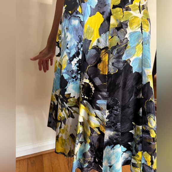 Maggy London Floral Midi Dress - Blue and Yellow - Picture 2 of 4